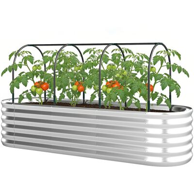 Outsunny Grande jardinière extérieure avec housse de serre et filet à fond ouvert pour patio terrasse 200x60x103 cm argenté - Publicité Outsunny Grande jardinière extérieure avec housse de serre et filet à fond ouvert pour patio terrasse 200x60x103 cm argenté - Publicité