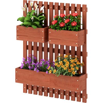 Outsunny Jardinière verticale à lattes avec 3 pots amovibles, en bois d'épicéa, 60x16x80 cm, Marron - Publicité Outsunny Jardinière verticale à lattes avec 3 pots amovibles, en bois d'épicéa, 60x16x80 cm, Marron - Publicité