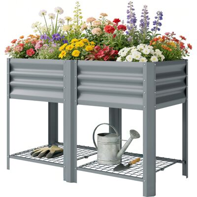 Outsunny Bac surélevé avec étagère de rangement, 150L, Acier galvanisé, Hauteur 80 cm, pour jardin ou patio extérieur - Publicité Outsunny Bac surélevé avec étagère de rangement, 150L, Acier galvanisé, Hauteur 80 cm, pour jardin ou patio extérieur - Publicité
