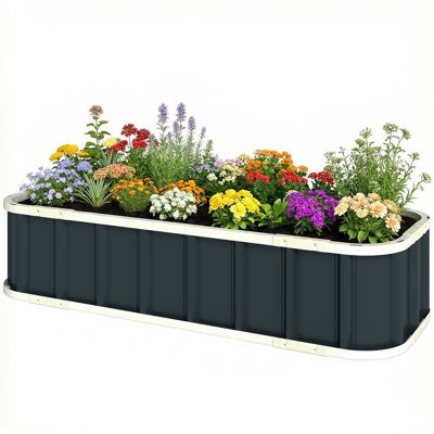 Outsunny Bac surélevé en acier, jardinière avec fermetures à clic Bord plié 136 x 52 x 31 cm Gris foncé - Publicité Outsunny Bac surélevé en acier, jardinière avec fermetures à clic Bord plié 136 x 52 x 31 cm Gris foncé - Publicité