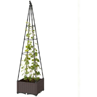 Outsunny Jardinière avec treillis métallique pour plantes grimpantes Pot en PP avec trous de drainage et bouchons 40x40x175 cm - Publicité Outsunny Jardinière avec treillis métallique pour plantes grimpantes Pot en PP avec trous de drainage et bouchons 40x40x175 cm - Publicité