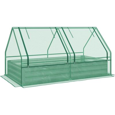 Outsunny Grand bac de jardin extérieur avec mini-serre et fond ouvert pour patio terrasse balcon 185x95x92 cm Gris et Vert - Publicité Outsunny Grand bac de jardin extérieur avec mini-serre et fond ouvert pour patio terrasse balcon 185x95x92 cm Gris et Vert - Publicité