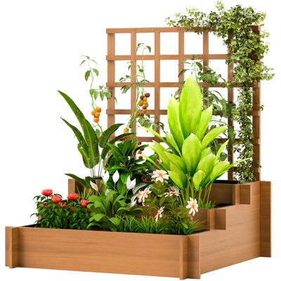 Outsunny Jardinière 3 Niveaux avec Treillis et Toile Non Tissée pour Cultures Légumes Fleurs Herbes 95x95x110 cm Natural - Publicité Outsunny Jardinière 3 Niveaux avec Treillis et Toile Non Tissée pour Cultures Légumes Fleurs Herbes 95x95x110 cm Natural - Publicité