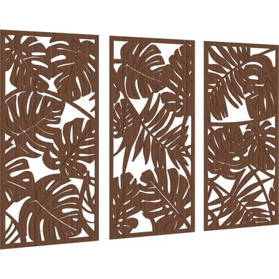 HOMCOM Décoration Murale en Bois 3D 3 Pièces 40x80 cm Ornements Muraux à Motif de Feuilles Tropicales Noyer - Publicité HOMCOM Décoration Murale en Bois 3D 3 Pièces 40x80 cm Ornements Muraux à Motif de Feuilles Tropicales Noyer - Publicité