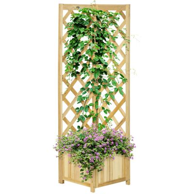 Outsunny Jardinière en bois avec treillage Pot d'extérieur pour coin pour plantes grimpantes 40x40x145 cm Naturel - Publicité Outsunny Jardinière en bois avec treillage Pot d'extérieur pour coin pour plantes grimpantes 40x40x145 cm Naturel - Publicité
