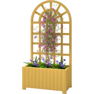 Outsunny Jardinière à treillis en bois avec drainage pour cultures de légumes, fleurs et herbes 60x30x120 cm naturel - Publicité Outsunny Jardinière à treillis en bois avec drainage pour cultures de légumes, fleurs et herbes 60x30x120 cm naturel - Publicité