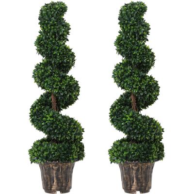 Outsunny Lot de 2 Plantes Artificielles de Buis en Spirale pour Intérieur et Extérieur avec Pot, Ø32x120 cm, Vert - Publicité Outsunny Lot de 2 Plantes Artificielles de Buis en Spirale pour Intérieur et Extérieur avec Pot, Ø32x120 cm, Vert - Publicité