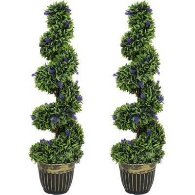 HOMCOM Set de 2 plantes artificielles, design en spirale, socle en ciment, vert - Publicité HOMCOM Set de 2 plantes artificielles, design en spirale, socle en ciment, vert - Publicité