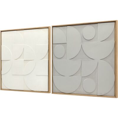 HOMCOM Lot de 2 tableaux abstraits 3D, décoration murale en bois géométrique, pour salon, chambre, bureau, 80 x 80 cm, blanc - Publicité HOMCOM Lot de 2 tableaux abstraits 3D, décoration murale en bois géométrique, pour salon, chambre, bureau, 80 x 80 cm, blanc - Publicité