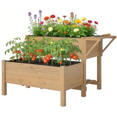 Outsunny Potager sur Pieds à 2 niveaux Jardinières surélevées étagères doublure trous de drainage 119,5x102x76,5cm, marron clair - Publicité Outsunny Potager sur Pieds à 2 niveaux Jardinières surélevées étagères doublure trous de drainage 119,5x102x76,5cm, marron clair - Publicité