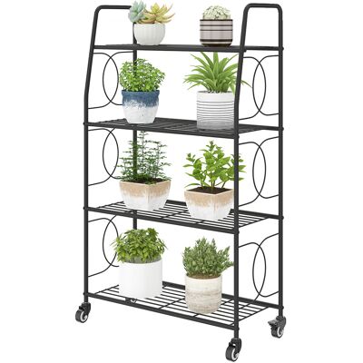 Outsunny Étagère à Fleurs en métal 4 Niveaux avec roues Intérieur et Extérieur, support de plantes 67 x 29 x 114 cm Noir - Publicité Outsunny Étagère à Fleurs en métal 4 Niveaux avec roues Intérieur et Extérieur, support de plantes 67 x 29 x 114 cm Noir - Publicité
