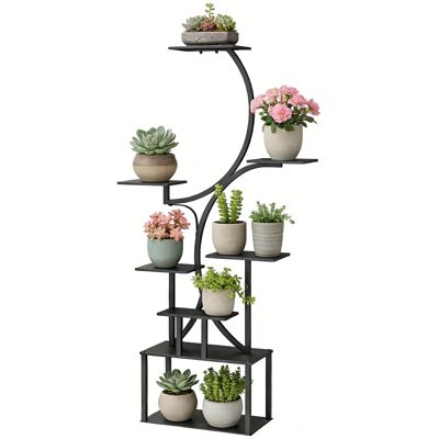 Outsunny Étagère à fleurs en métal à 8 niveaux, étagère à plantes en forme de S 158,5 cm, intérieur et extérieur, noir - Publicité Outsunny Étagère à fleurs en métal à 8 niveaux, étagère à plantes en forme de S 158,5 cm, intérieur et extérieur, noir - Publicité