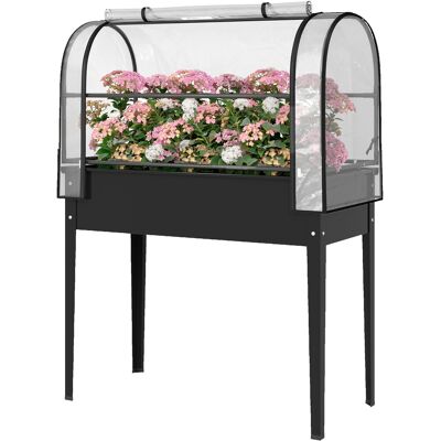 Outsunny Potager sur Pieds avec Serre Rabattable, Jardinière Surélevée en Métal avec Trou de Drainage, 100 x 49 x 136 noir - Publicité Outsunny Potager sur Pieds avec Serre Rabattable, Jardinière Surélevée en Métal avec Trou de Drainage, 100 x 49 x 136 noir - Publicité
