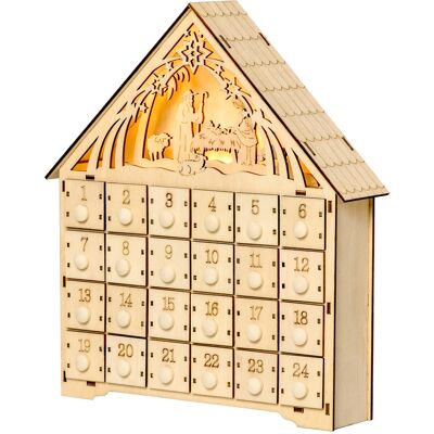 HOMCOM Calendrier de l'Avent à remplir en bois, décoration de Noël avec 24 tiroirs et 5 lumières LED, 26,6x6x30cm, bois naturel - Publicité HOMCOM Calendrier de l'Avent à remplir en bois, décoration de Noël avec 24 tiroirs et 5 lumières LED, 26,6x6x30cm, bois naturel - Publicité