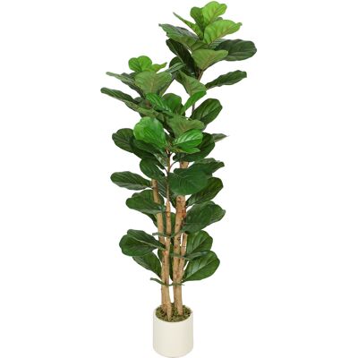 HOMCOM Plante artificielle intérieure 150 cm Figuier lyre arbre artificiel avec pot en plastique et tronc en bois massif, vert - Publicité HOMCOM Plante artificielle intérieure 150 cm Figuier lyre arbre artificiel avec pot en plastique et tronc en bois massif, vert - Publicité