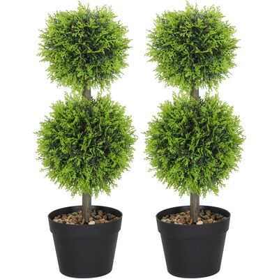 HOMCOM Lot de 2 plantes artificielles décoratives, boules de buis artificiel 60 cm avec pot, plastique, vert - Publicité HOMCOM Lot de 2 plantes artificielles décoratives, boules de buis artificiel 60 cm avec pot, plastique, vert - Publicité