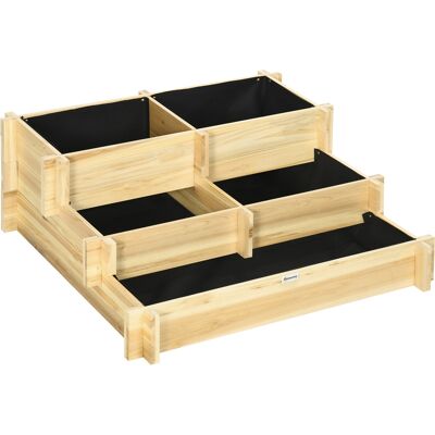 Outsunny Carré Potager de jardin en Bois massif, Jardinière Surélevé en Escalier 3 Niveaux, 93 x 93 x 35 cm, effet Bois Naturel - Publicité Outsunny Carré Potager de jardin en Bois massif, Jardinière Surélevé en Escalier 3 Niveaux, 93 x 93 x 35 cm, effet Bois Naturel - Publicité