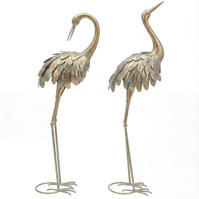 Outsunny Lot de 2 Statues de Jardin, Sculpture de Héron en Métal, Statues d'oiseaux 91/95cm, pour Cour, Étang, Terrasse, or/bleu - Publicité Outsunny Lot de 2 Statues de Jardin, Sculpture de Héron en Métal, Statues d'oiseaux 91/95cm, pour Cour, Étang, Terrasse, or/bleu - Publicité