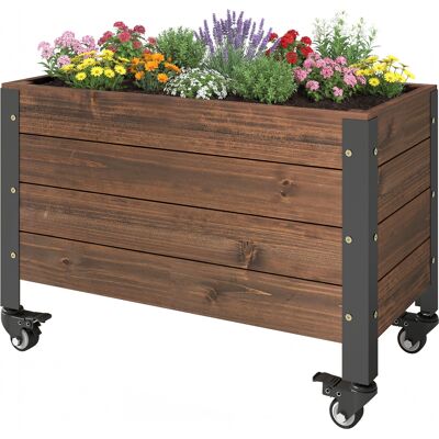 Outsunny Jardinière surélevée en bois avec roues, carré potager de jardin rectangulaire, 60 x 30 x 41 cm, marron - Publicité Outsunny Jardinière surélevée en bois avec roues, carré potager de jardin rectangulaire, 60 x 30 x 41 cm, marron - Publicité