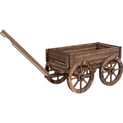 Outsunny Chariot à fleurs en bois avec roues et poignée, bac à fleurs, brouette avec trous de drainage, 120 x 41 x 54 cm, marron - Publicité Outsunny Chariot à fleurs en bois avec roues et poignée, bac à fleurs, brouette avec trous de drainage, 120 x 41 x 54 cm, marron - Publicité