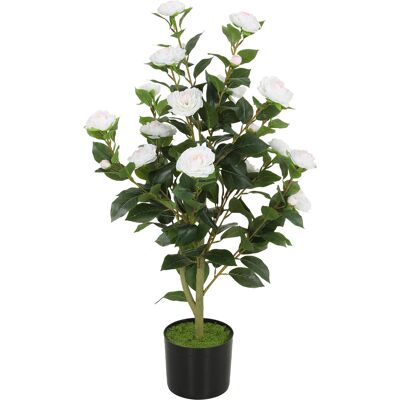 HOMCOM Plante artificielle de Camélia avec fleurs réalistes, 176 feuilles en PEVA et pot noir en PP rempli de ciment, blanc - Publicité HOMCOM Plante artificielle de Camélia avec fleurs réalistes, 176 feuilles en PEVA et pot noir en PP rempli de ciment, blanc - Publicité