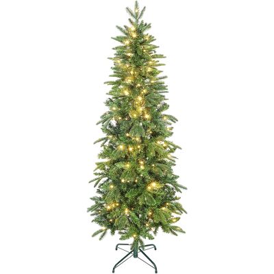 HOMCOM Sapin de Noël artificiel 180 cm, arbre de Noël slim avec 200 lumières 8 modes d'éclairage 605 branches articulées, vert - Publicité HOMCOM Sapin de Noël artificiel 180 cm, arbre de Noël slim avec 200 lumières 8 modes d'éclairage 605 branches articulées, vert - Publicité
