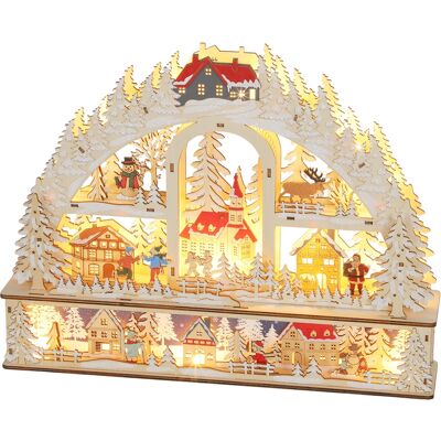 HOMCOM Village de Noël lumineux avec 20 LED, village de Noël animé en arc, fonctionne sur piles, 45 x 10 x 35 cm, bois naturel - Publicité HOMCOM Village de Noël lumineux avec 20 LED, village de Noël animé en arc, fonctionne sur piles, 45 x 10 x 35 cm, bois naturel - Publicité