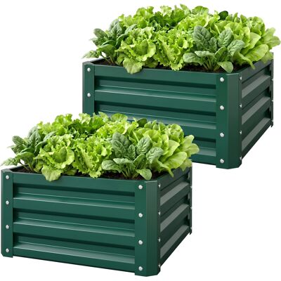 Outsunny Lot de 2 jardinières surélevées, carre potager de jardin pour légumes, fleurs, acier galvanisé 60 x 60 x 30,5 cm, vert - Publicité Outsunny Lot de 2 jardinières surélevées, carre potager de jardin pour légumes, fleurs, acier galvanisé 60 x 60 x 30,5 cm, vert - Publicité