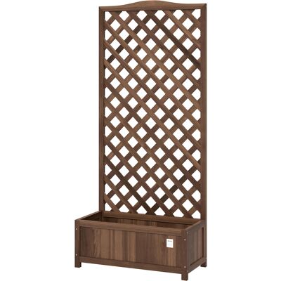 Outsunny Jardinière avec Treillis bac à Fleurs 76 x 36 x 170 cm Fond à Lattes Bois Sapin pré-huilé marron foncé - Publicité Outsunny Jardinière avec Treillis bac à Fleurs 76 x 36 x 170 cm Fond à Lattes Bois Sapin pré-huilé marron foncé - Publicité