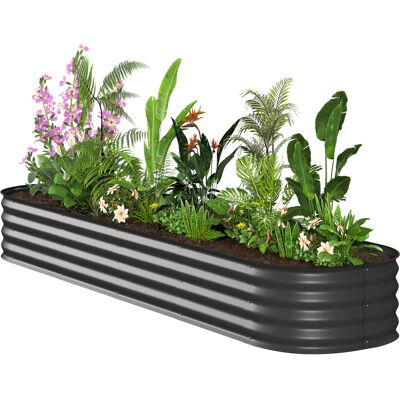 Outsunny Jardinière carré potager de jardin en acier modulable pour légumes plantes fleurs, 240 x 62 x 30 cm gris foncé - Publicité Outsunny Jardinière carré potager de jardin en acier modulable pour légumes plantes fleurs, 240 x 62 x 30 cm gris foncé - Publicité