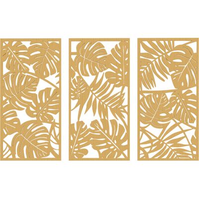 HOMCOM Ensemble de 3 Décorations Murales en Bois 3D, 40 x 80 cm, Feuilles Tropicales, Effet Bois Naturel - Publicité HOMCOM Ensemble de 3 Décorations Murales en Bois 3D, 40 x 80 cm, Feuilles Tropicales, Effet Bois Naturel - Publicité