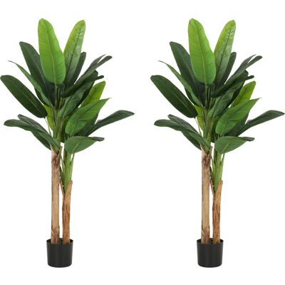 HOMCOM Lot de 2 plantes artificielles intérieurs 150 cm bananiers en pot décoration pour maison, bureau, salon, chambre - Publicité HOMCOM Lot de 2 plantes artificielles intérieurs 150 cm bananiers en pot décoration pour maison, bureau, salon, chambre - Publicité