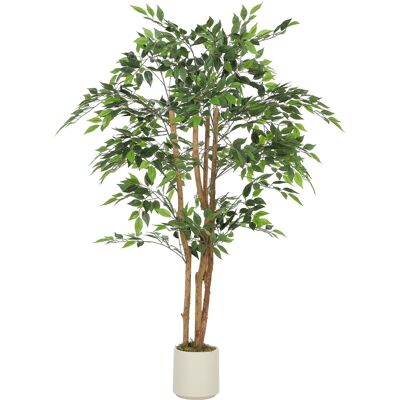HOMCOM Plante artificielle intérieure 150 cm banian arbre artificiel, pot en plastique et tronc en bois massif, vert - Publicité HOMCOM Plante artificielle intérieure 150 cm banian arbre artificiel, pot en plastique et tronc en bois massif, vert - Publicité