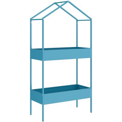 Outsunny Étagère à Plantes 2 Niveaux, Support de Plantes en Métal avec Crochet, Porte-Pots en Forme de Maison, Bleu-Vert - Publicité Outsunny Étagère à Plantes 2 Niveaux, Support de Plantes en Métal avec Crochet, Porte-Pots en Forme de Maison, Bleu-Vert - Publicité