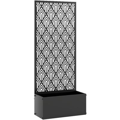 Outsunny Jardinière avec treillis, bac à fleurs, avec brise-vue, pour plantes grimpantes, métal, 45 x 21,5 x 110 cm, noir - Publicité Outsunny Jardinière avec treillis, bac à fleurs, avec brise-vue, pour plantes grimpantes, métal, 45 x 21,5 x 110 cm, noir - Publicité