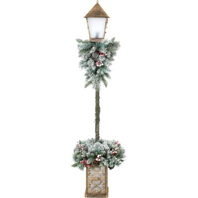 Outsunny Lanterne de rue de Noël pour extérieur avec lumières LED, pointes enneigées, baies rouges et pommes de pin - Publicité Outsunny Lanterne de rue de Noël pour extérieur avec lumières LED, pointes enneigées, baies rouges et pommes de pin - Publicité