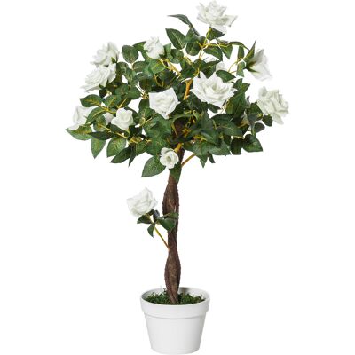 Outsunny 90 cm/3 pieds Arbre à roses artificiel, Plante décorative avec pot, Décoration intérieure maison et bureau, Blanc - Publicité Outsunny 90 cm/3 pieds Arbre à roses artificiel, Plante décorative avec pot, Décoration intérieure maison et bureau, Blanc - Publicité