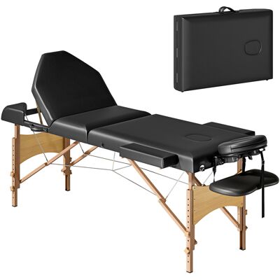HOMCOM Table de Massage Pliante en Bois 3 Zones avec Hauteur Réglable Appui-Tête Accoudoirs 215x60x64-89 cm Noir - Publicité HOMCOM Table de Massage Pliante en Bois 3 Zones avec Hauteur Réglable Appui-Tête Accoudoirs 215x60x64-89 cm Noir - Publicité