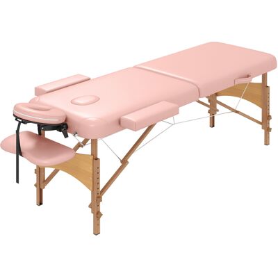 HOMCOM Lit de Massage Pliant avec Appui-Tête Amovible Poignée Cadre en Bois et Hauteur Réglable 185x60x64-88 cm Rose - Publicité HOMCOM Lit de Massage Pliant avec Appui-Tête Amovible Poignée Cadre en Bois et Hauteur Réglable 185x60x64-88 cm Rose - Publicité