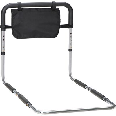 HOMCOM Barre d'appui lit barrière sécurisée protection poignée réglable 5 hauteurs pochette rangement 87Lx51,5lx45-55H cm - Publicité HOMCOM Barre d'appui lit barrière sécurisée protection poignée réglable 5 hauteurs pochette rangement 87Lx51,5lx45-55H cm - Publicité