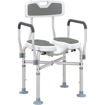 HOMCOM Chaise de douche avec assise fendue, hauteur réglable, antidérapante, dossier et accoudoirs, charge 136 kg, gris - Publicité HOMCOM Chaise de douche avec assise fendue, hauteur réglable, antidérapante, dossier et accoudoirs, charge 136 kg, gris - Publicité