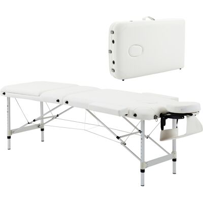 HOMCOM Table de massage 3 zones pliante cosmétique portable charge max. 225 Kg hauteur réglable cadre en alliage blanc - Publicité HOMCOM Table de massage 3 zones pliante cosmétique portable charge max. 225 Kg hauteur réglable cadre en alliage blanc - Publicité