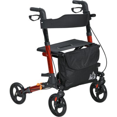 HOMCOM Déambulateur 4 Roues Pliable en Aluminium, Hauteur Réglable 6 Positions, Freins Doubles, Rangement, 64x67x92cm, Rouge - Publicité HOMCOM Déambulateur 4 Roues Pliable en Aluminium, Hauteur Réglable 6 Positions, Freins Doubles, Rangement, 64x67x92cm, Rouge - Publicité