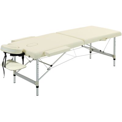 HOMCOM Table de massage pliable portable + housse de transport charge max. 225 Kg hauteur réglable 210 x 90 cm crème - Publicité HOMCOM Table de massage pliable portable + housse de transport charge max. 225 Kg hauteur réglable 210 x 90 cm crème - Publicité