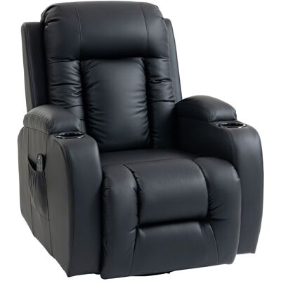 HOMCOM Fauteuil inclinable de massage et chauffage, fauteuil de relaxation, dossier réglable, pivotant 360°, 82x99x103cm, noir - Publicité HOMCOM Fauteuil inclinable de massage et chauffage, fauteuil de relaxation, dossier réglable, pivotant 360°, 82x99x103cm, noir - Publicité