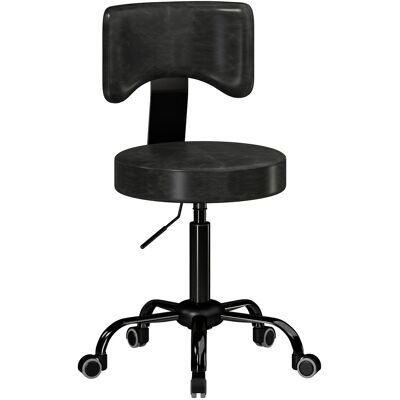 HOMCOM Tabouret à Roulettes, Hauteur Réglable 72-87,5cm, Tabouret de Massage Assise et Dossier Rembourrés, Pivotant 360°, Noir - Publicité HOMCOM Tabouret à Roulettes, Hauteur Réglable 72-87,5cm, Tabouret de Massage Assise et Dossier Rembourrés, Pivotant 360°, Noir - Publicité