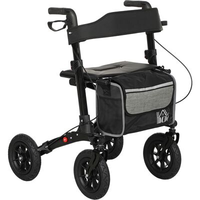 HOMCOM Déambulateur 4 roues pliable, rollator en aluminium léger, siège rembourré, dossier, poignée réglable, 69x64x98,5cm noir - Publicité HOMCOM Déambulateur 4 roues pliable, rollator en aluminium léger, siège rembourré, dossier, poignée réglable, 69x64x98,5cm noir - Publicité