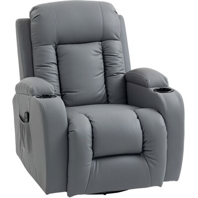 HOMCOM Fauteuil Inclinable de Massage et Chauffage, Fauteuil de Relaxation, Dossier Réglable, Pivotant, 82x99x103cm, Gris Clair - Publicité HOMCOM Fauteuil Inclinable de Massage et Chauffage, Fauteuil de Relaxation, Dossier Réglable, Pivotant, 82x99x103cm, Gris Clair - Publicité