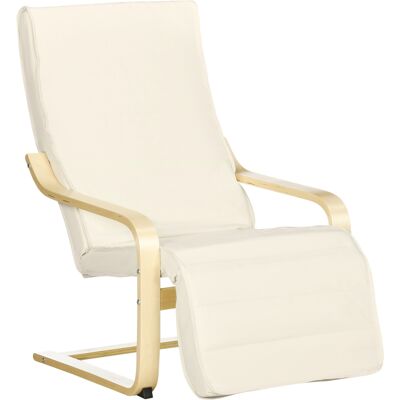 HOMCOM Fauteuil Relax Confort et Relaxation avec Repose-Pied réglable déhoussable 94 x 66,5 x 100 cm cm Bois Massif Crème - Publicité HOMCOM Fauteuil Relax Confort et Relaxation avec Repose-Pied réglable déhoussable 94 x 66,5 x 100 cm cm Bois Massif Crème - Publicité