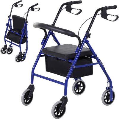Déambulateur Pliant Léger HOMCOM avec Siège - 4 Roues - Publicité Déambulateur Pliant Léger HOMCOM avec Siège - 4 Roues - Publicité